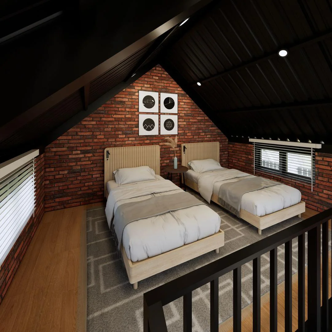 3D Interior Sudut Sisi Katil Loteng