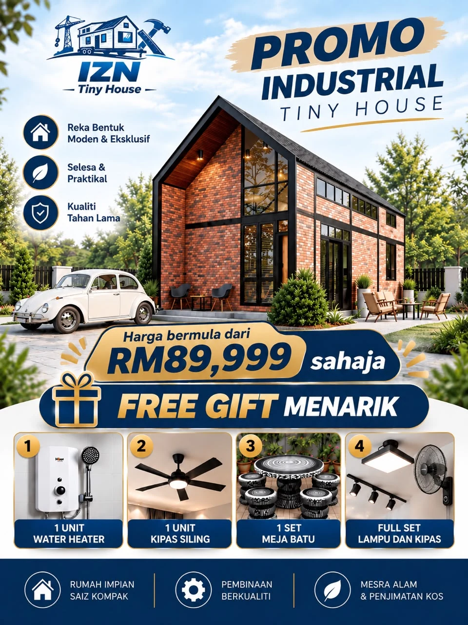 Poster Promosi Industrial Tiny House 2026 IZN Homes
